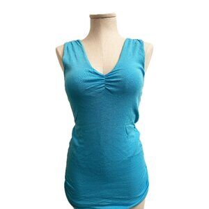 Michael Stars Tunic Tank Top Bright Blue Womens Size OS Ruching Shimmery